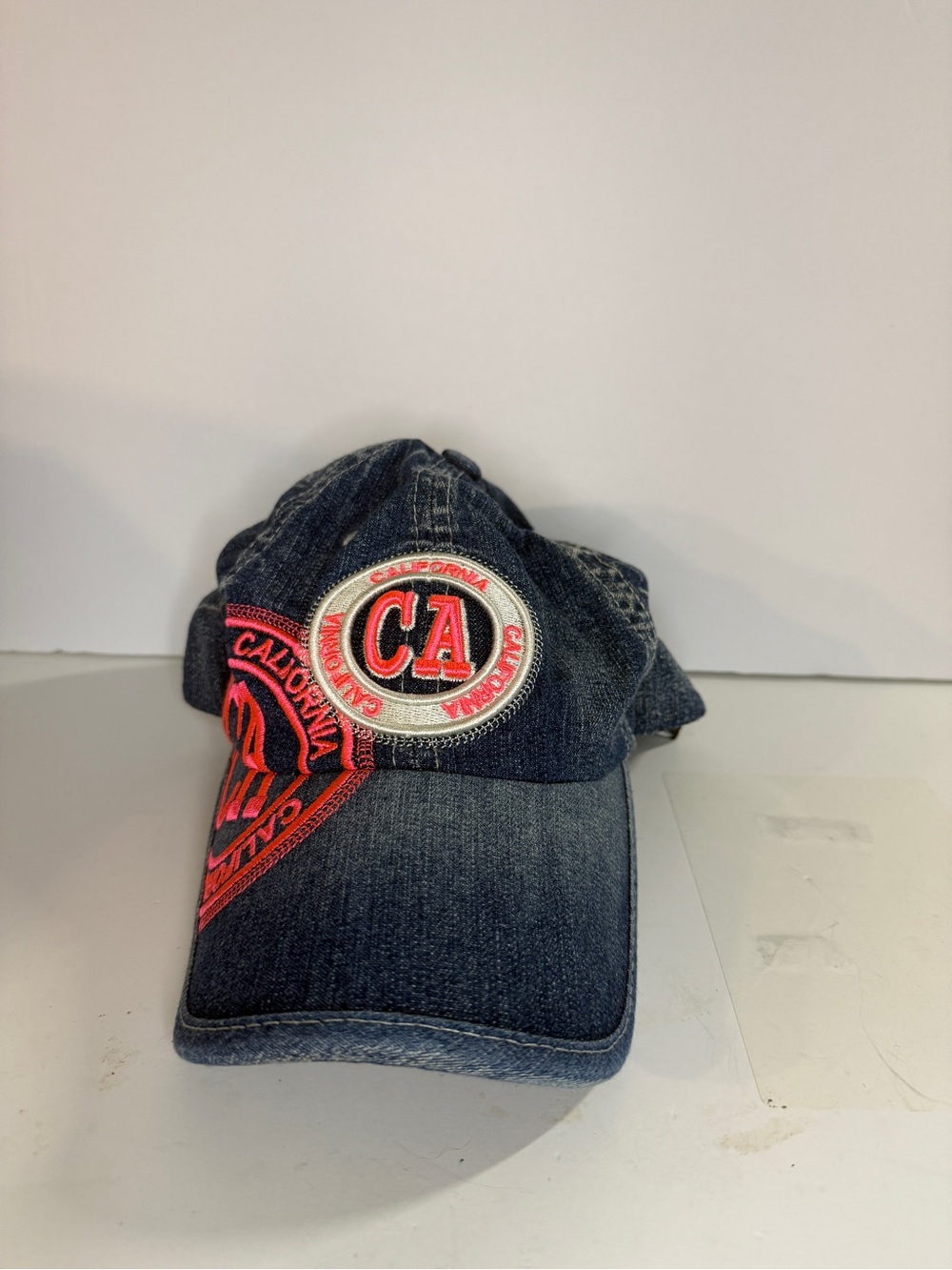 Robin Ruth womens Denim Cap with pink CA Patch